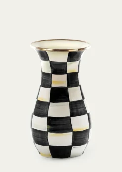 Courtly Check Enamel Tall Vase - 10"