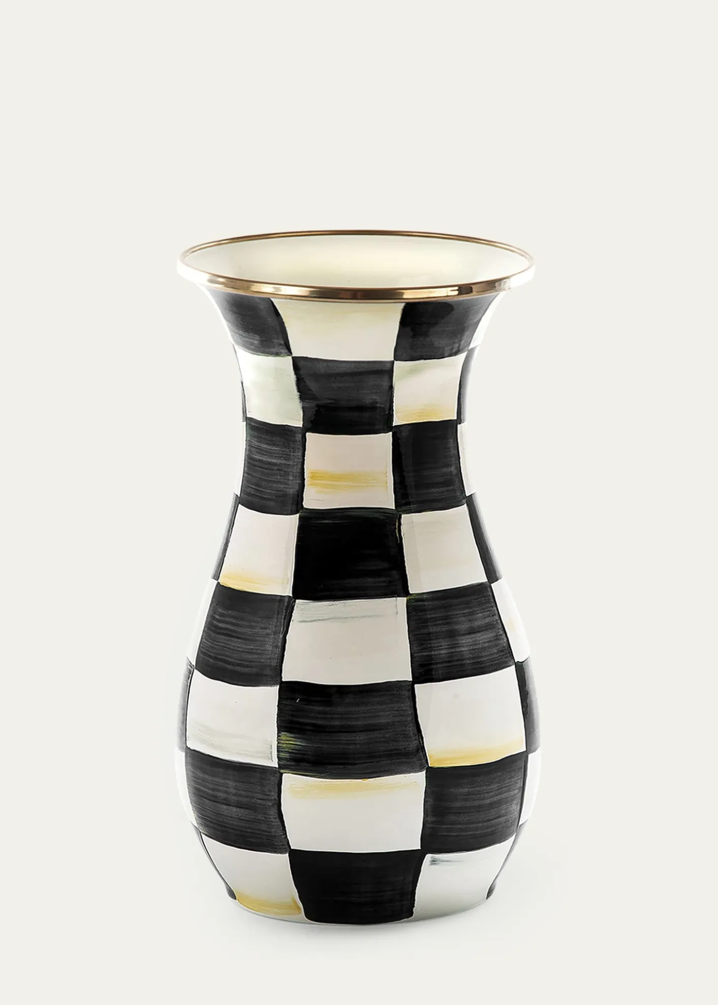 Courtly Check Enamel Tall Vase - 10"
