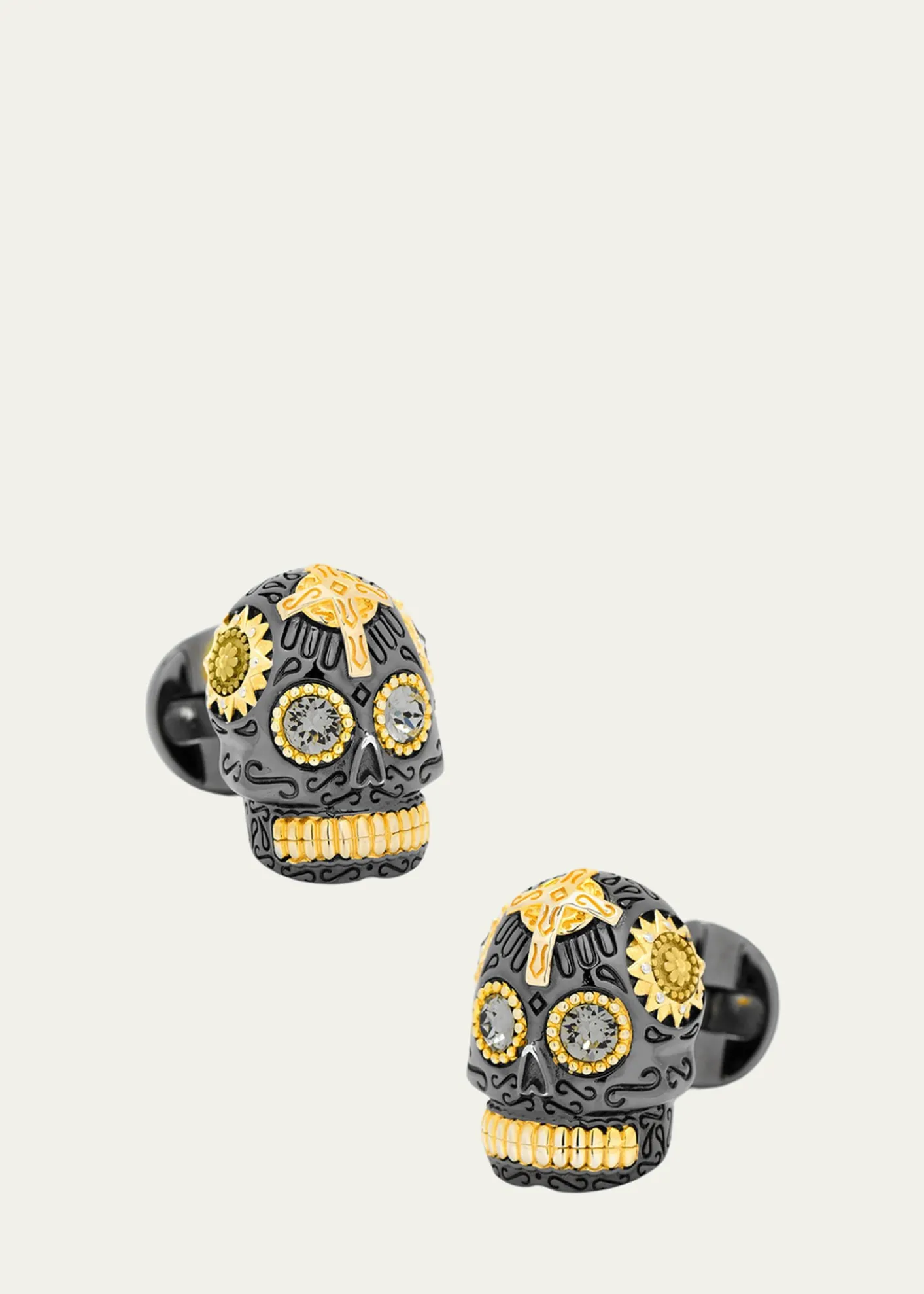 Cufflinks Inc.3D Day of the Dead Sugar Skull Cuff Links, Black/Gold