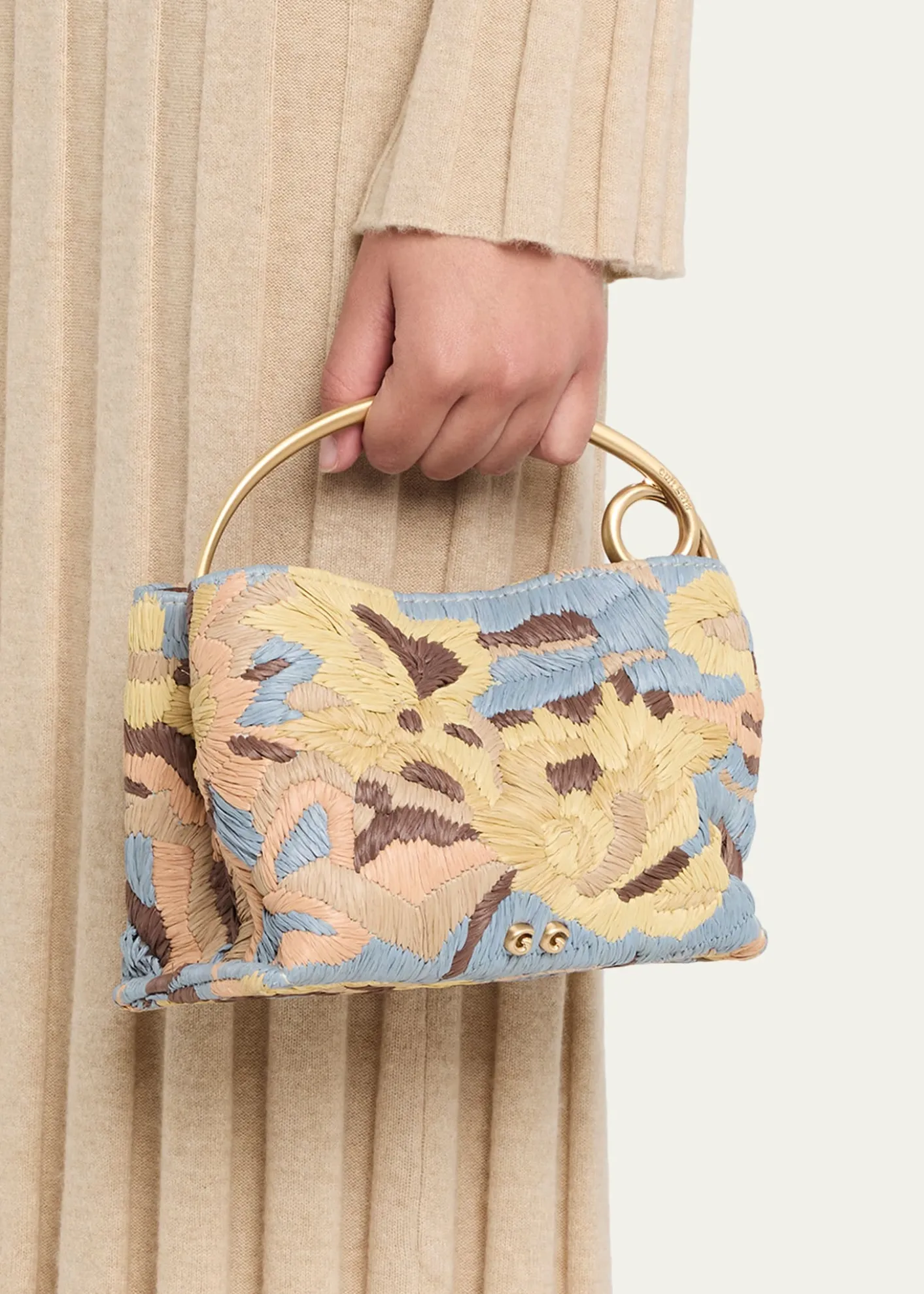 Cult GaiaLalli Floral Crochet Raffia Top-Handle Bag