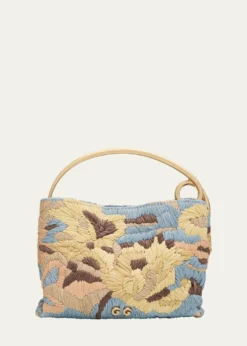 Cult GaiaLalli Floral Crochet Raffia Top-Handle Bag