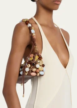 Cult GaiaMercier Multicolor Stone Leather Shoulder Bag