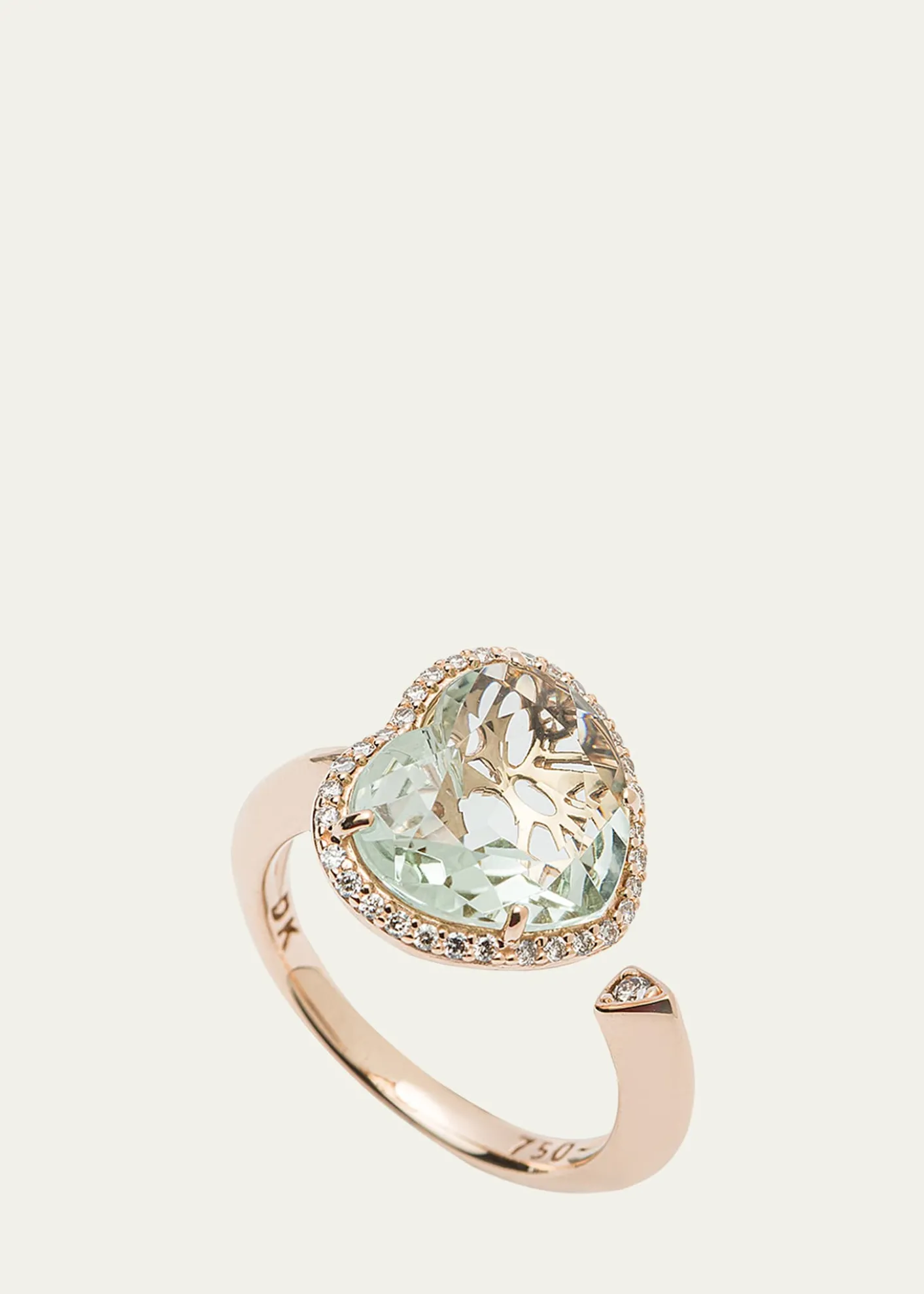 Daniella Kronfle18K Rose Gold Heart Ring with Prasiolite and Diamonds