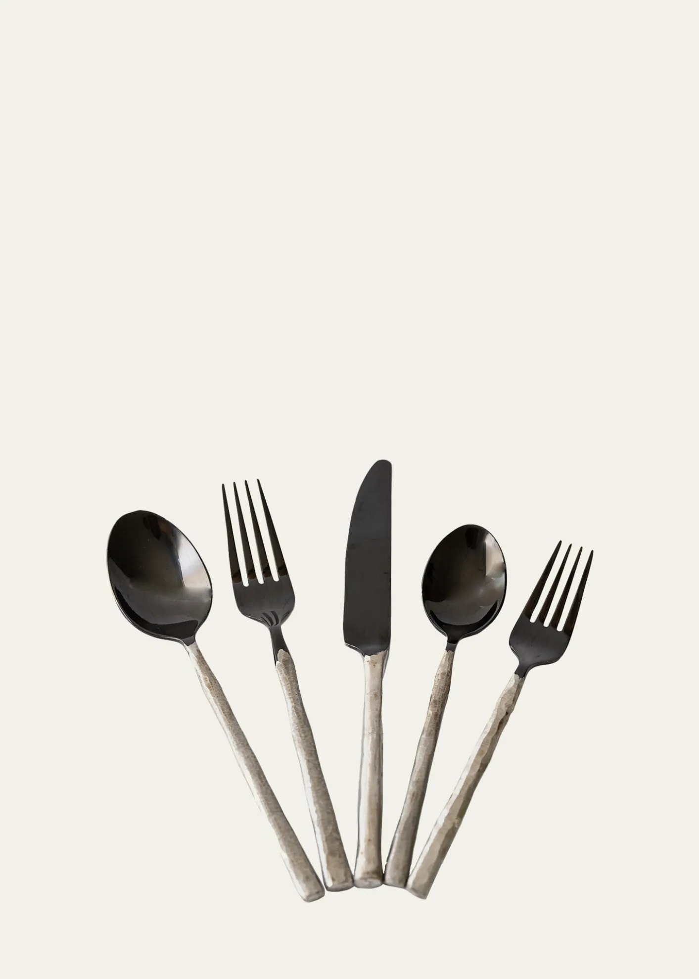Daniel van Dijck5-Piece Flatware Set with Textured Handles, Black