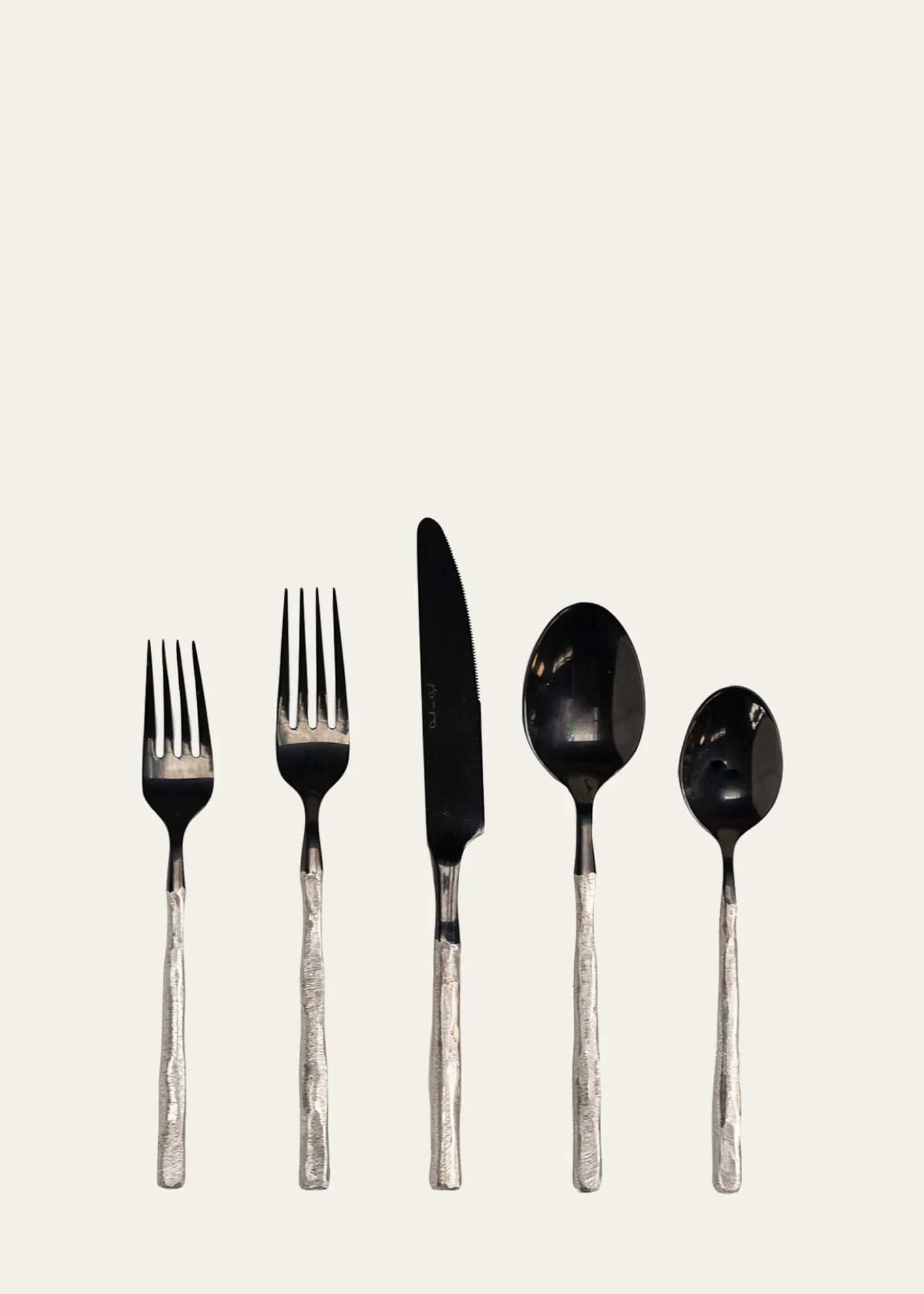 Daniel van Dijck5-Piece Flatware Set with Textured Handles, Black