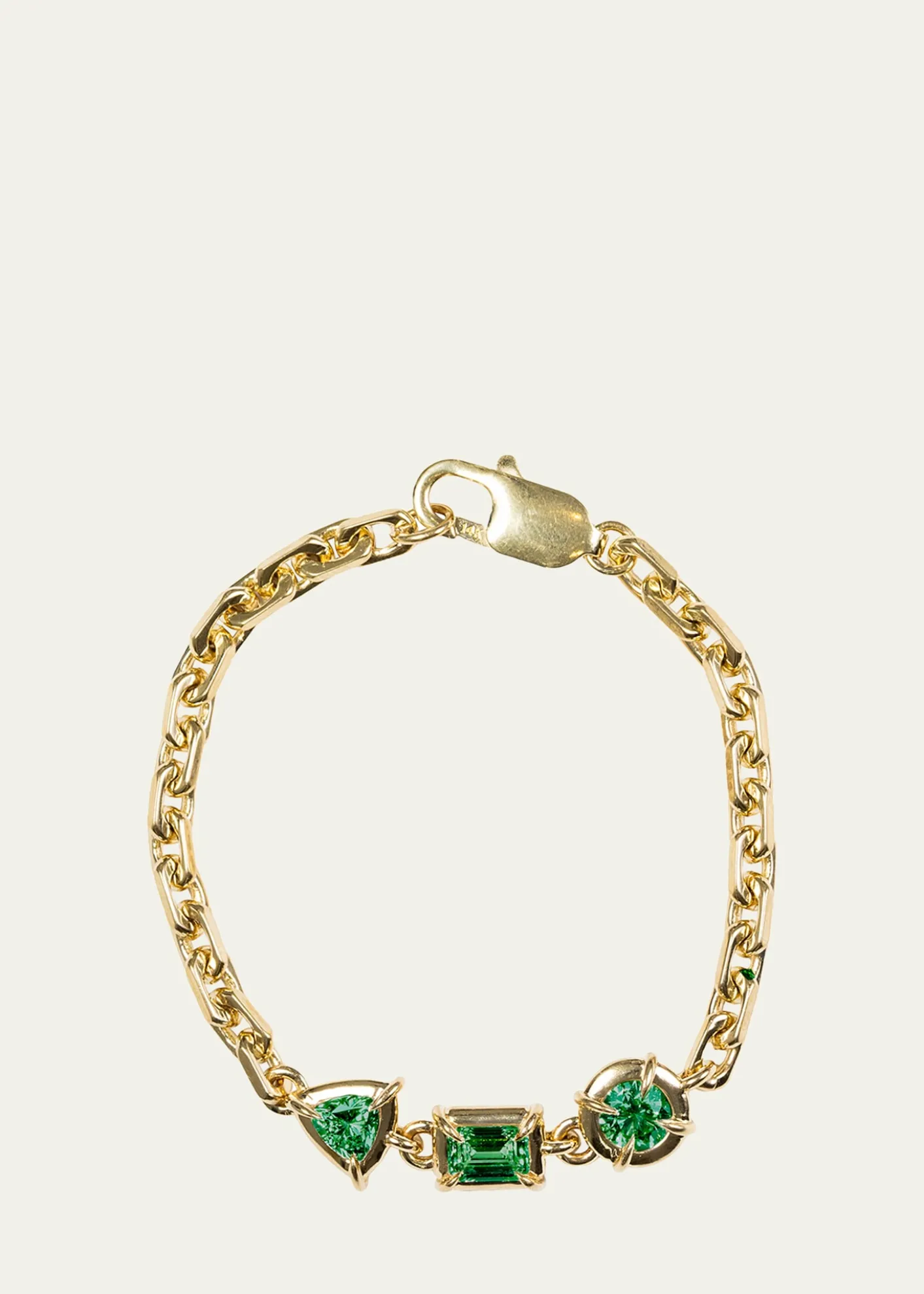 Dara KayeArchitectura Lab-Grown Emerald Triple Stone Chain Bracelet