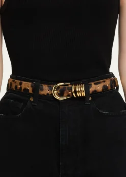 DehancheHollyhock Animal-Print Pony Hair Belt
