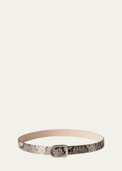 DehancheMija Snake-Embossed Leather Skinny Belt