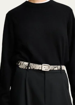 DehancheMija Snake-Embossed Leather Skinny Belt
