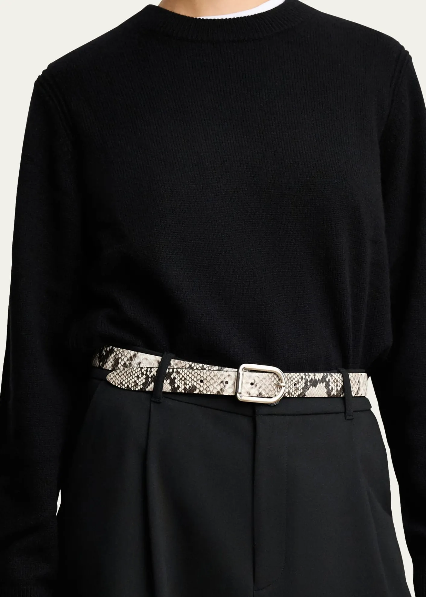 DehancheMija Snake-Embossed Leather Skinny Belt