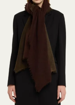 Denis ColombFuzzy Feture Two-Tone Cashmere Scarf