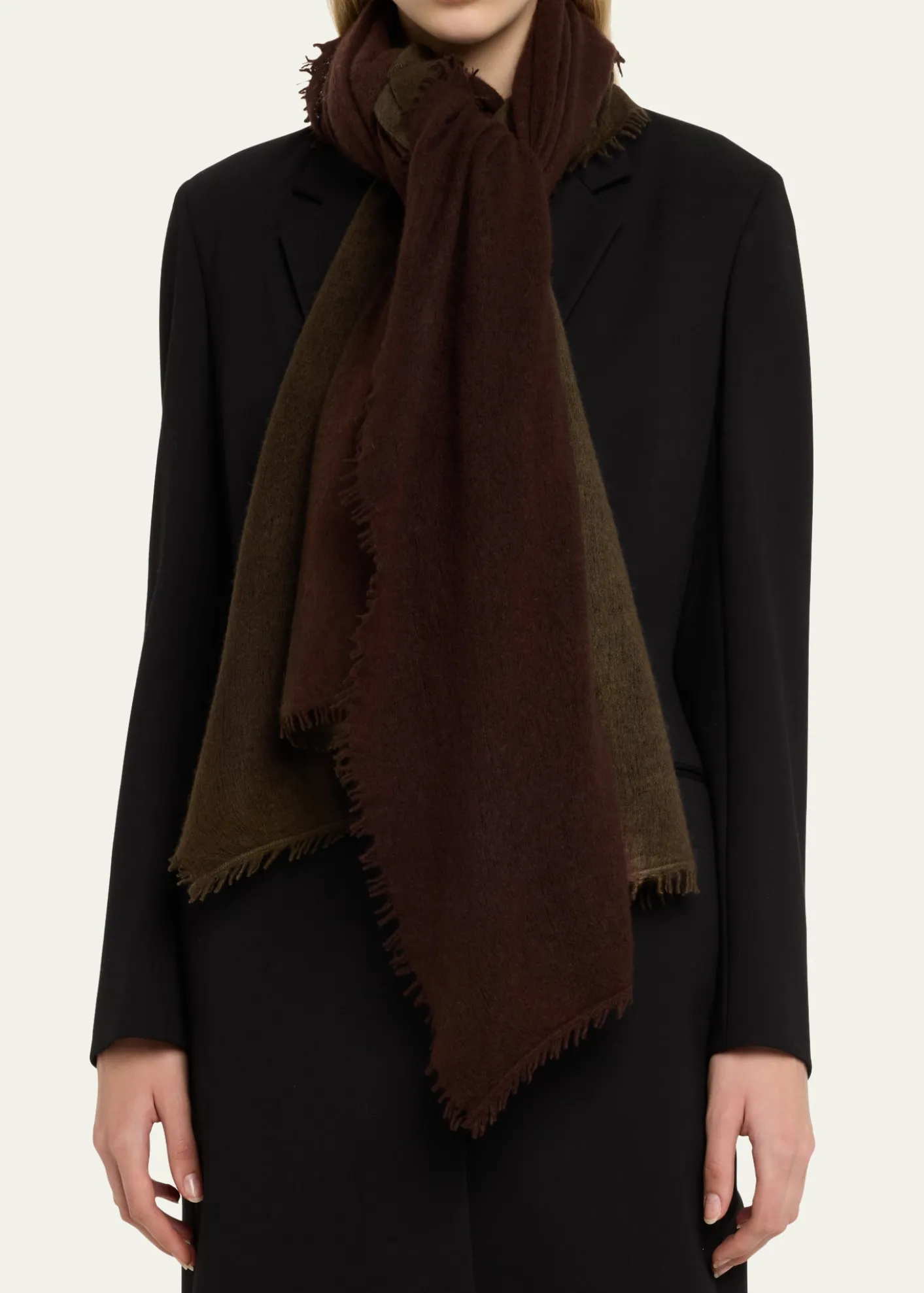 Denis ColombFuzzy Feture Two-Tone Cashmere Scarf