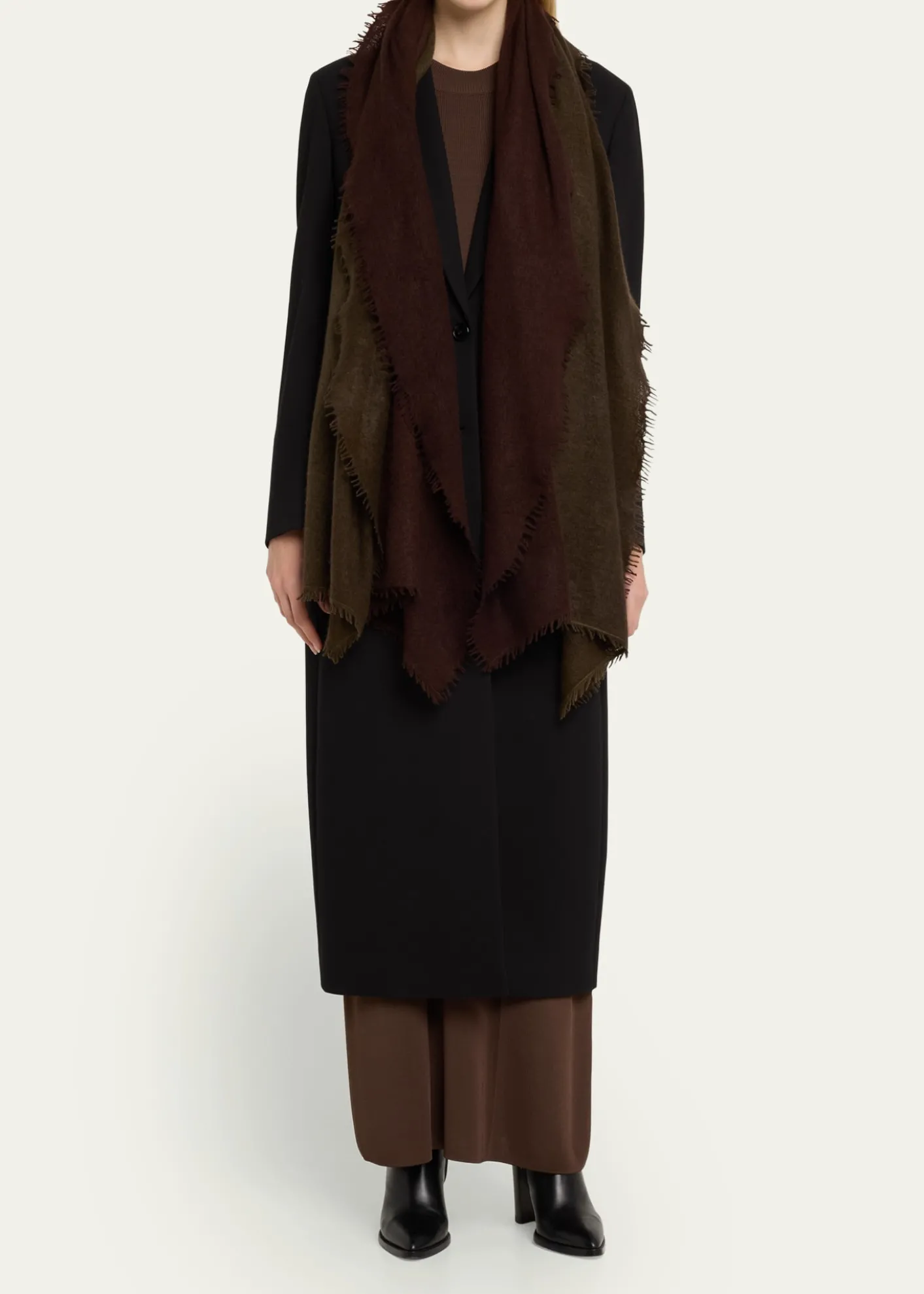 Denis ColombFuzzy Feture Two-Tone Cashmere Scarf