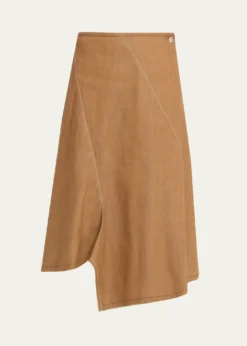 6397Diagonal Denim Midi Skirt