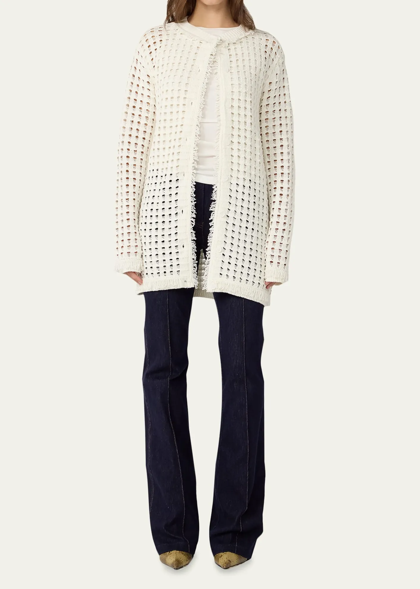 Diane von FurstenbergCelestina Fringed Open-Stitch Cardigan