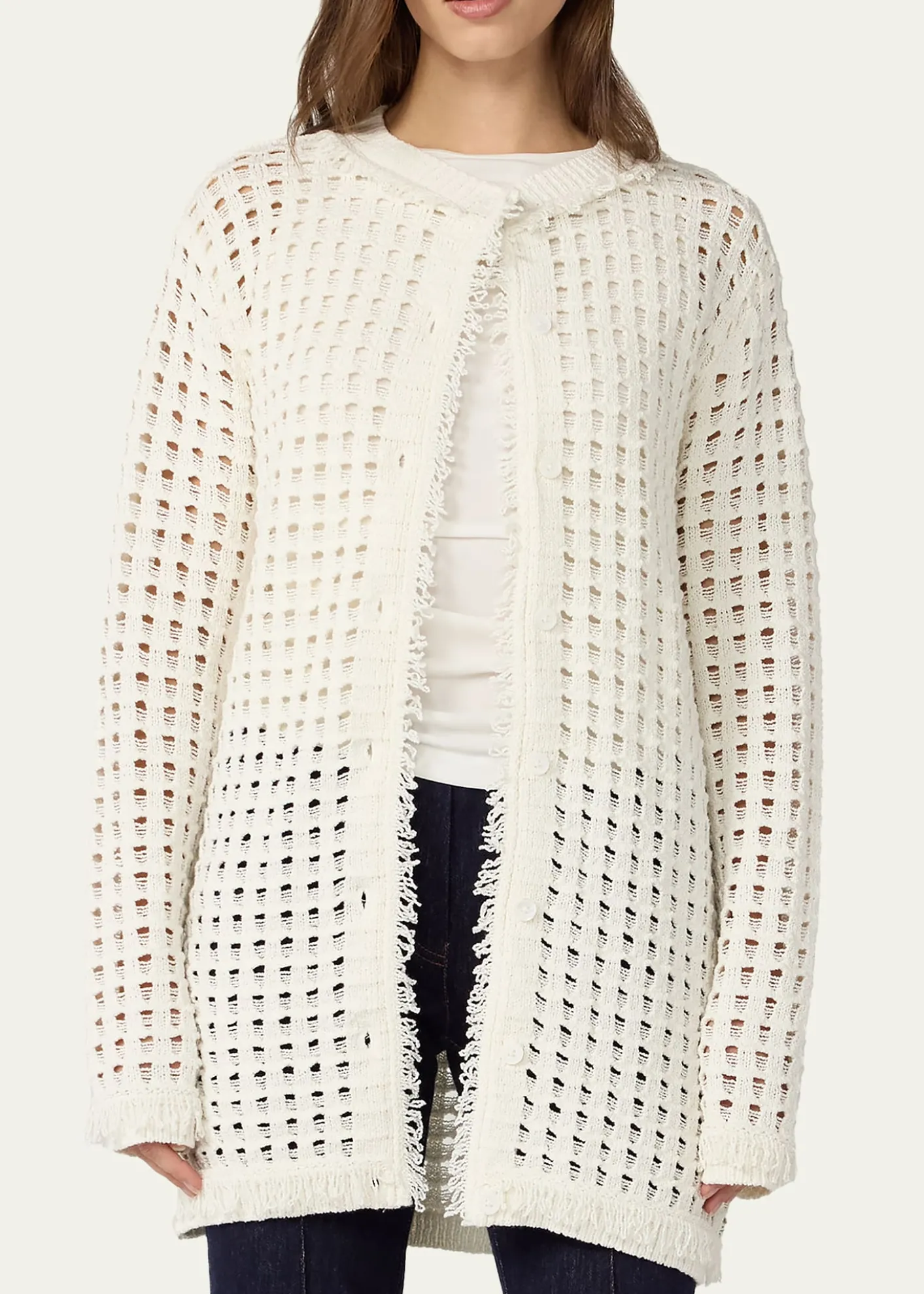 Diane von FurstenbergCelestina Fringed Open-Stitch Cardigan