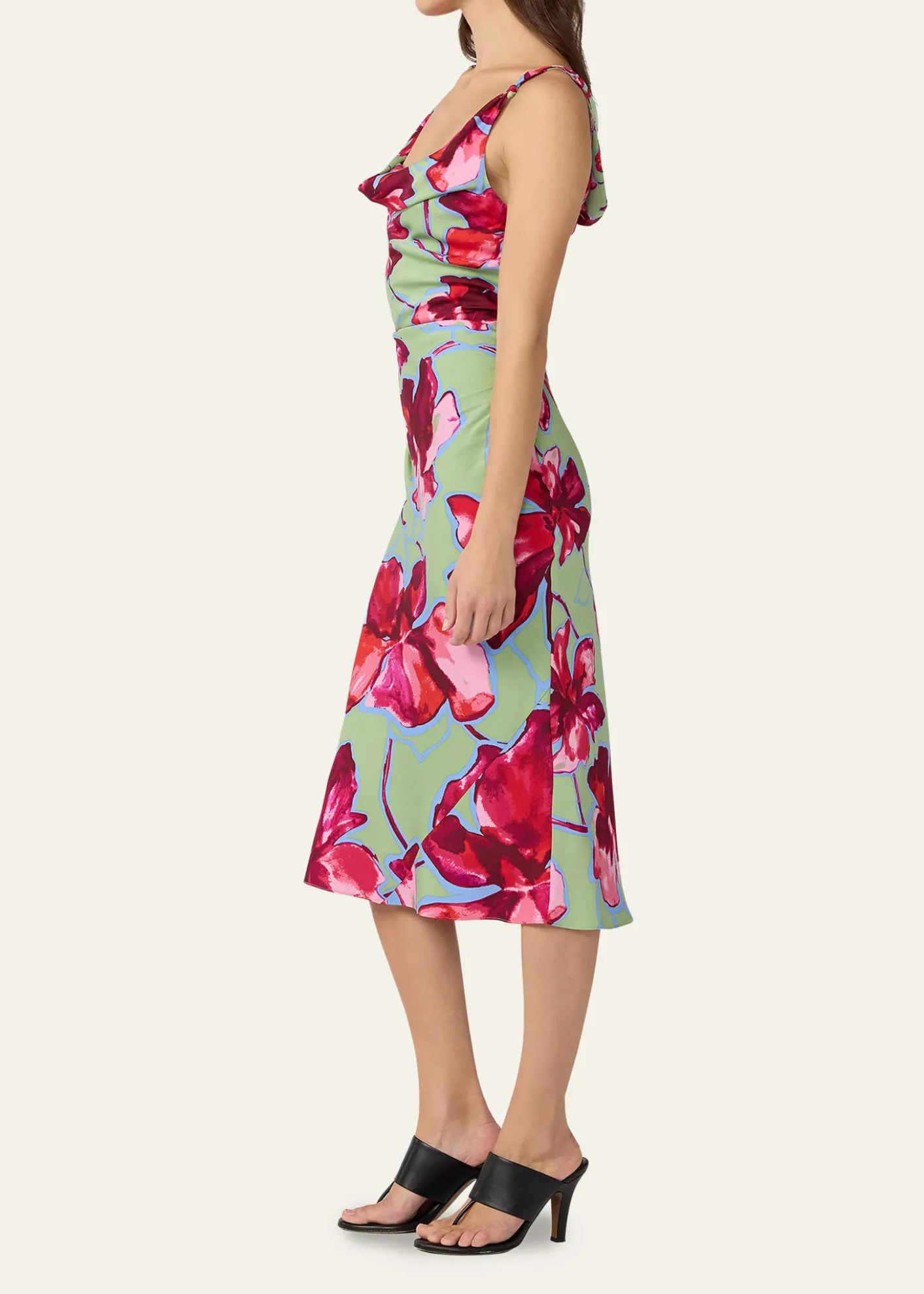 Diane von FurstenbergDelaney Ruched Cowl-Neck Midi Dress