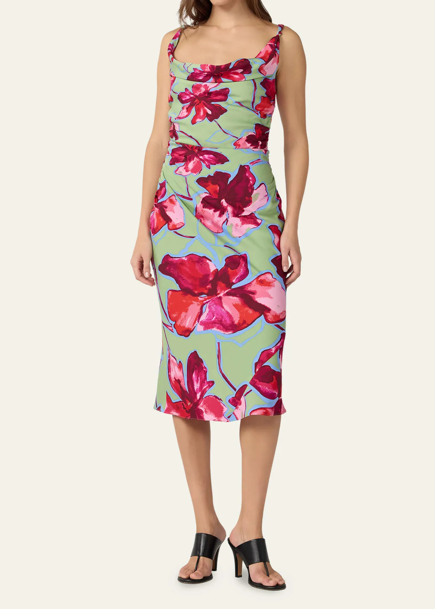 Diane von FurstenbergDelaney Ruched Cowl-Neck Midi Dress