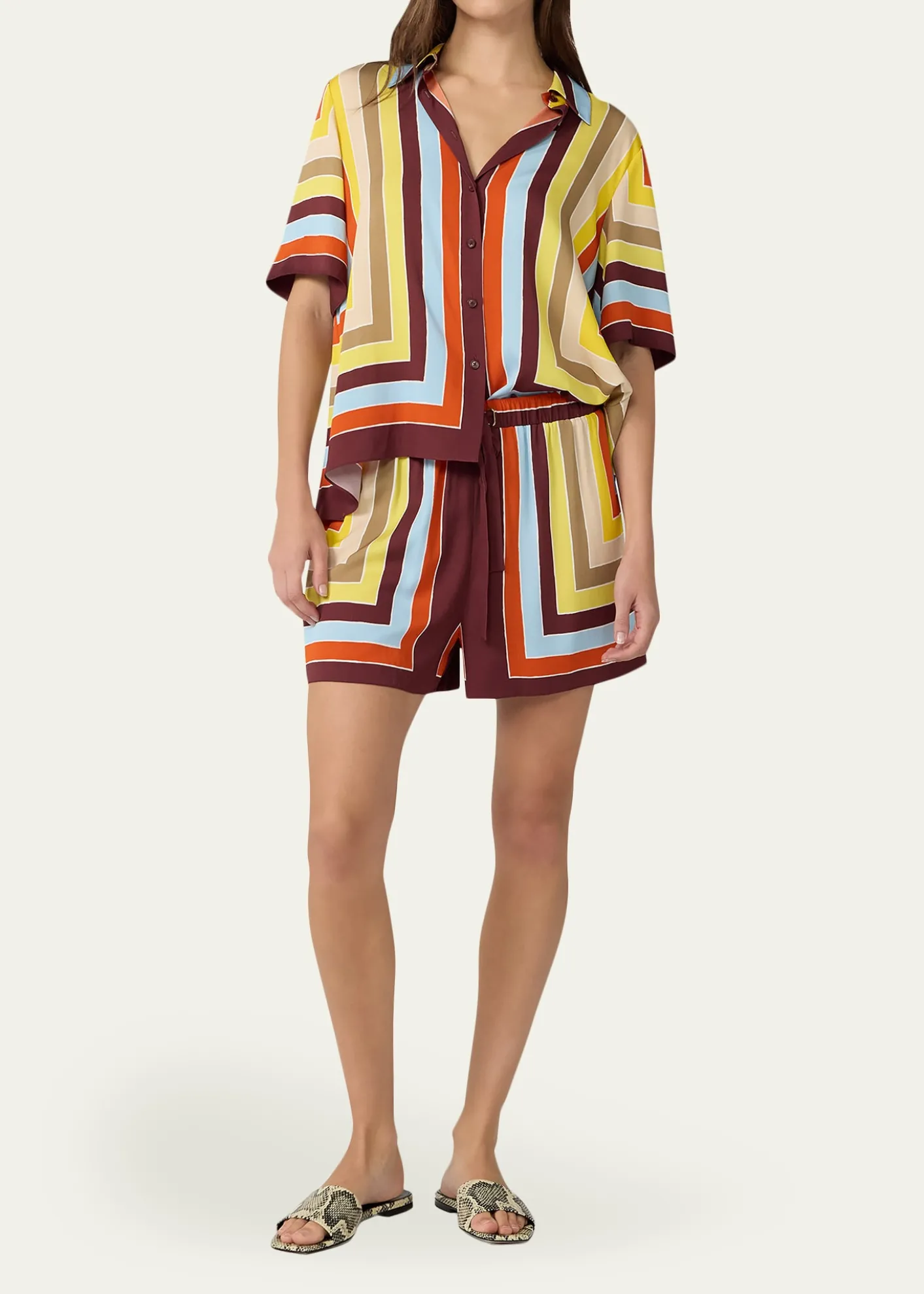 Diane von FurstenbergDelfine Geometric-Print Silk Shorts