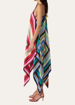 Diane von FurstenbergHarley Striped Silk Scarf Handkerchief Midi Dress