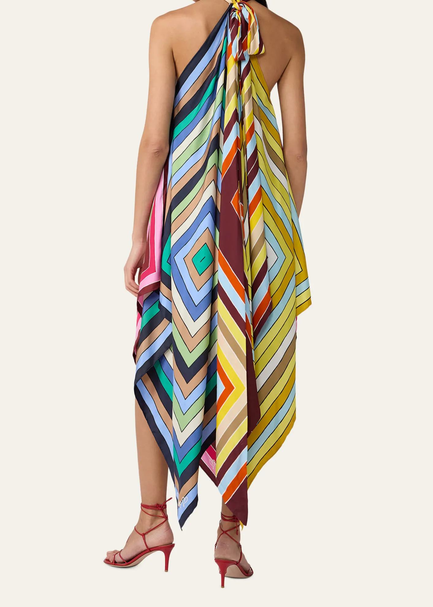 Diane von FurstenbergHarley Striped Silk Scarf Handkerchief Midi Dress