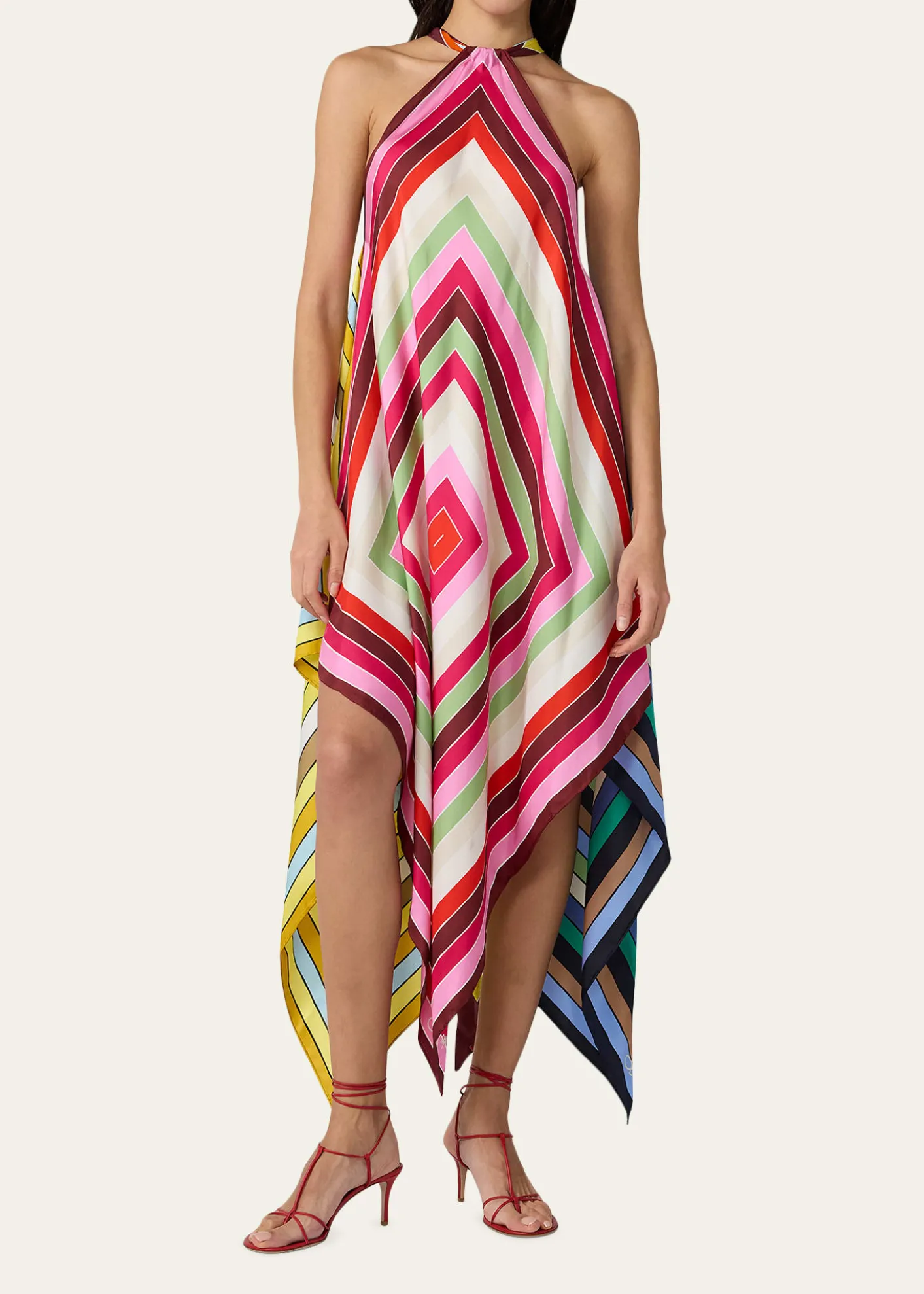 Diane von FurstenbergHarley Striped Silk Scarf Handkerchief Midi Dress
