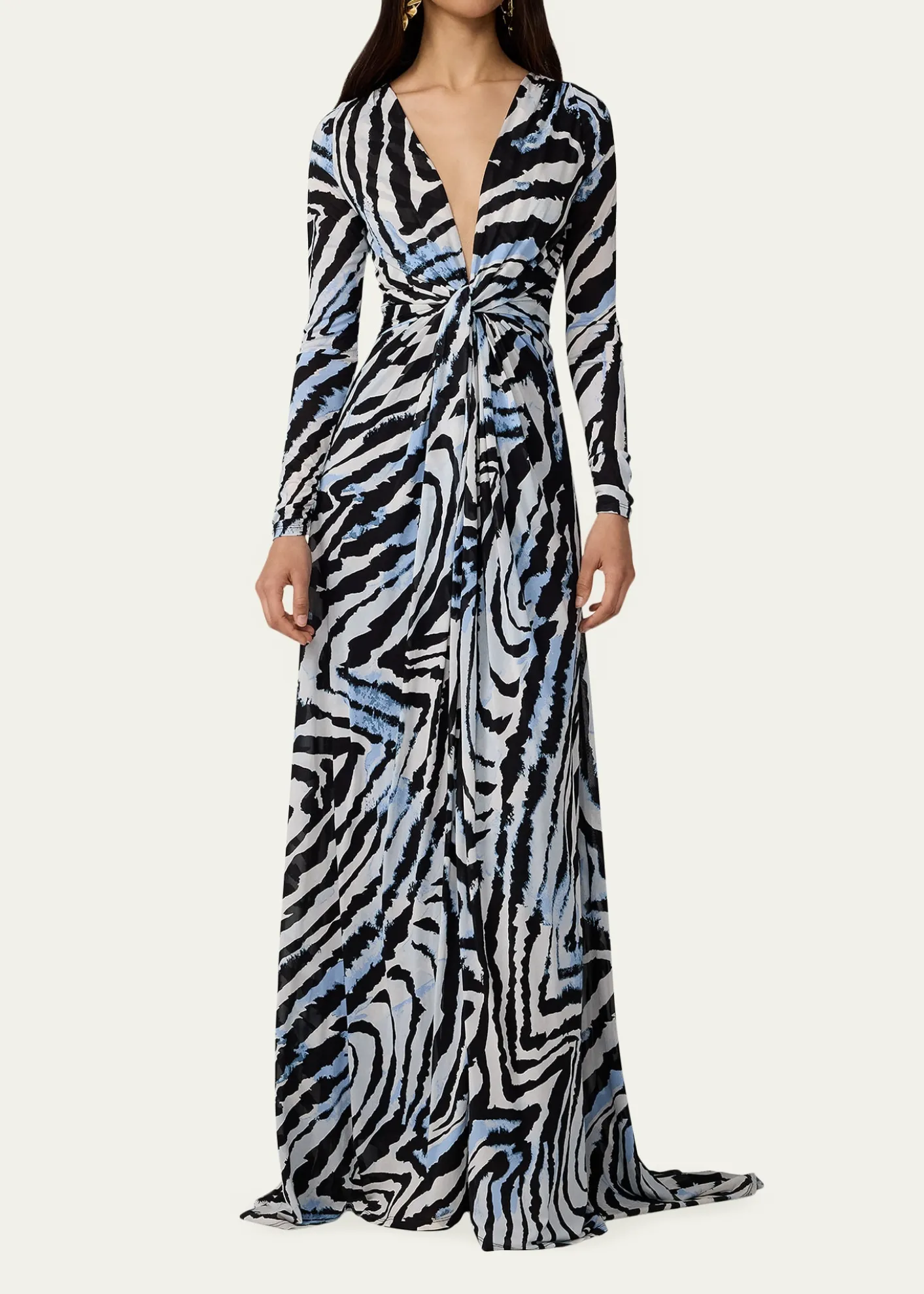 Diane von FurstenbergSasha Animal-Print Plunging Jersey Maxi Dress