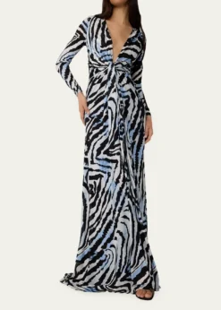 Diane von FurstenbergSasha Animal-Print Plunging Jersey Maxi Dress
