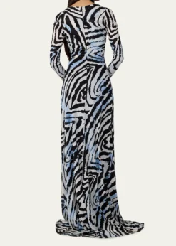 Diane von FurstenbergSasha Animal-Print Plunging Jersey Maxi Dress