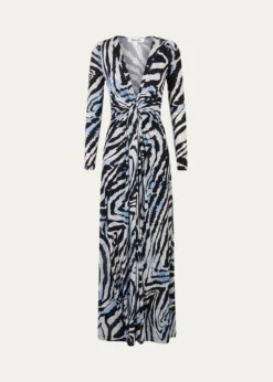 Diane von FurstenbergSasha Animal-Print Plunging Jersey Maxi Dress