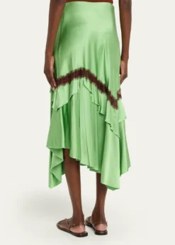 Diane von FurstenbergSylvie Lace-Inset Satin Midi Skirt