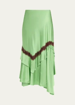 Diane von FurstenbergSylvie Lace-Inset Satin Midi Skirt