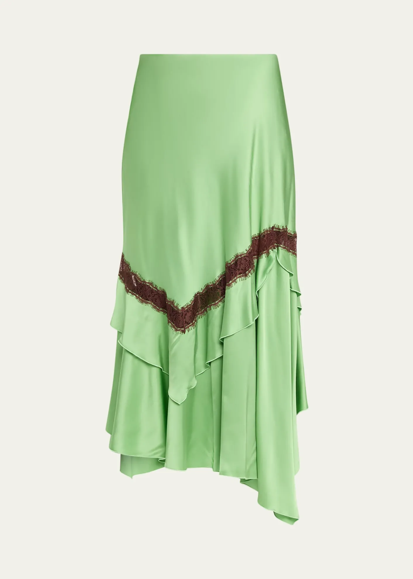 Diane von FurstenbergSylvie Lace-Inset Satin Midi Skirt