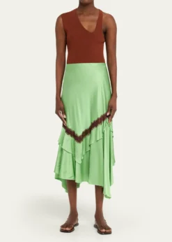 Diane von FurstenbergSylvie Lace-Inset Satin Midi Skirt