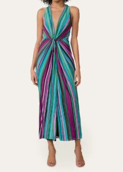 Diane von FurstenbergZella Striped Twist-Front Plunging Midi Dress