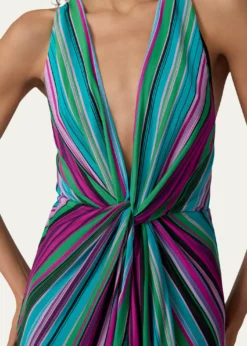 Diane von FurstenbergZella Striped Twist-Front Plunging Midi Dress