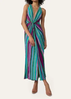 Diane von FurstenbergZella Striped Twist-Front Plunging Midi Dress