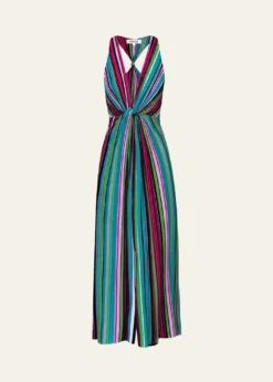 Diane von FurstenbergZella Striped Twist-Front Plunging Midi Dress