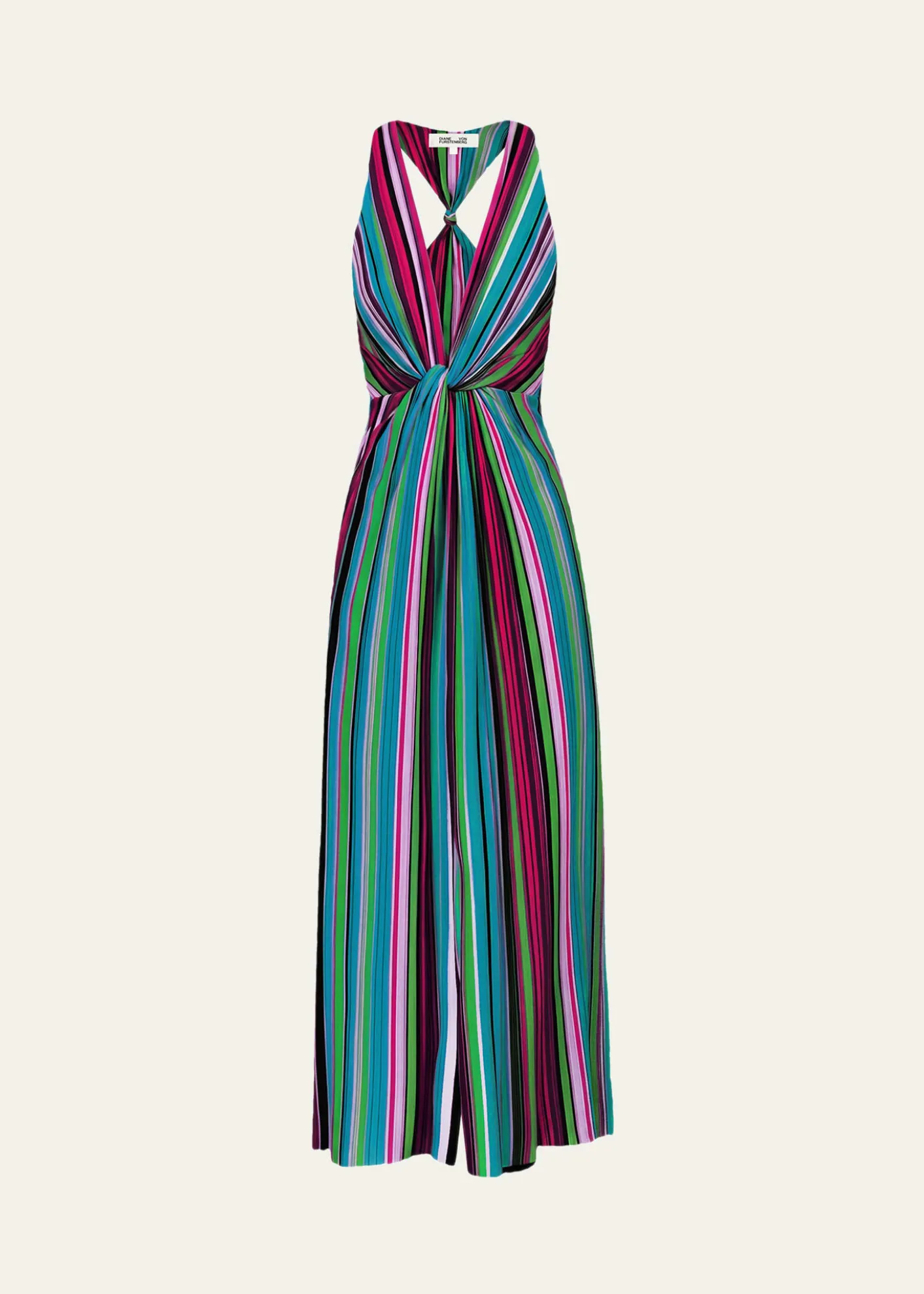 Diane von FurstenbergZella Striped Twist-Front Plunging Midi Dress