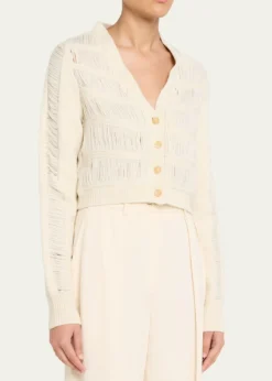 DiotimaApres Ladder Knit V-Neck Crop Cardigan