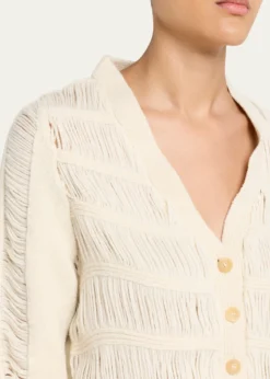DiotimaApres Ladder Knit V-Neck Crop Cardigan