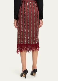 DiotimaCoverly Embellished Fringe Midi Skirt