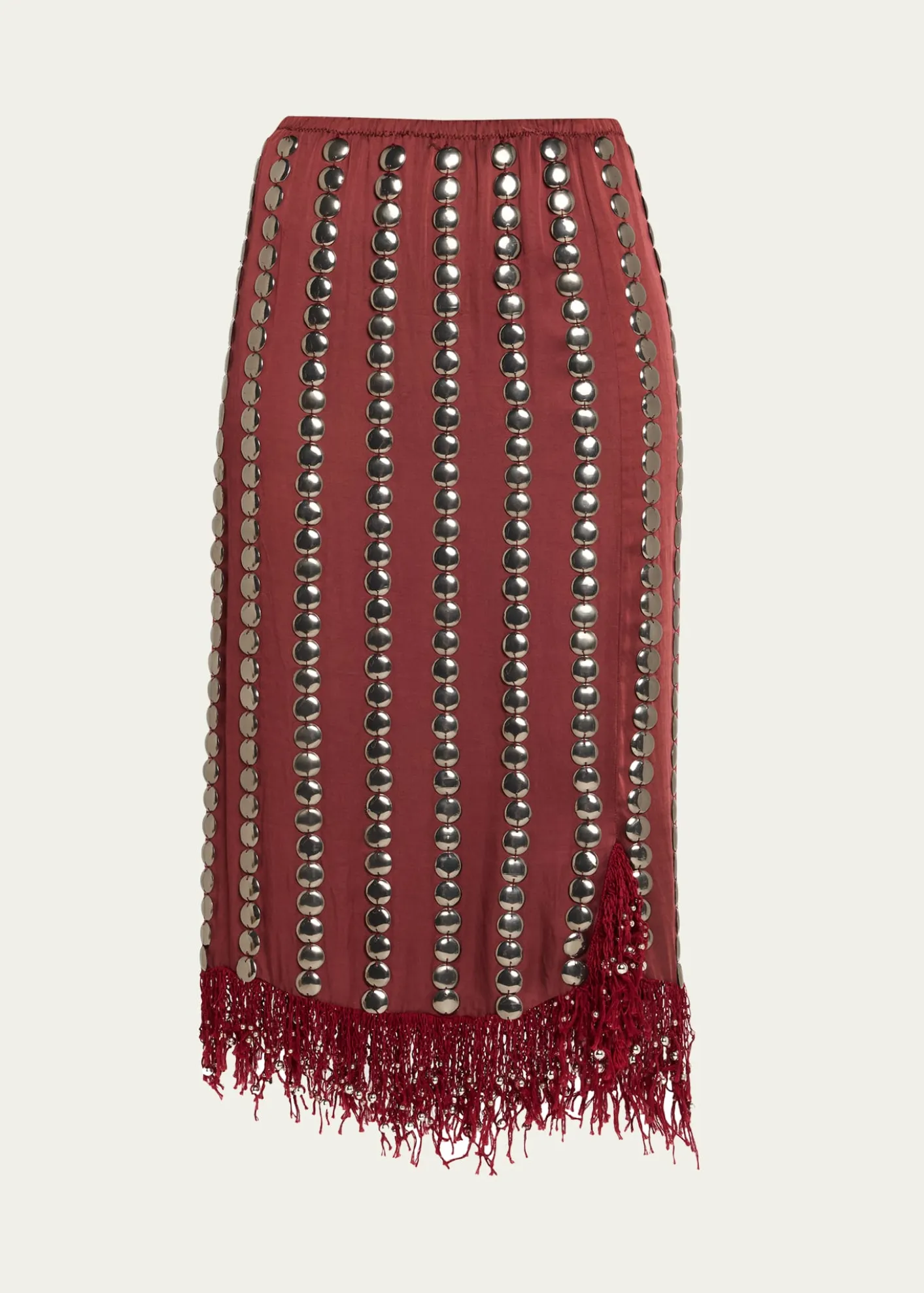 DiotimaCoverly Embellished Fringe Midi Skirt