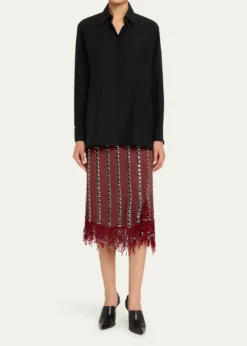 DiotimaCoverly Embellished Fringe Midi Skirt