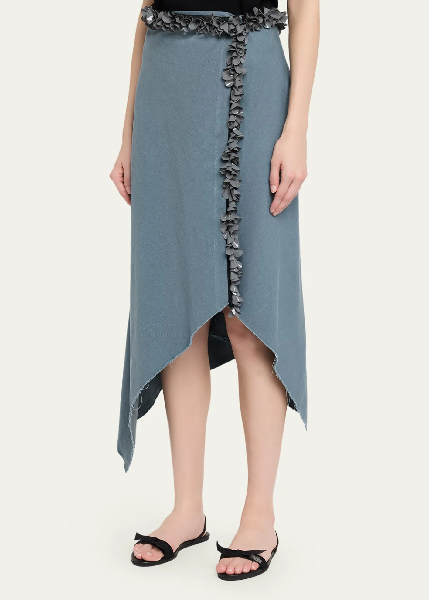 DiotimaDarliston Embellished Asymmetric Cotton Midi Skirt