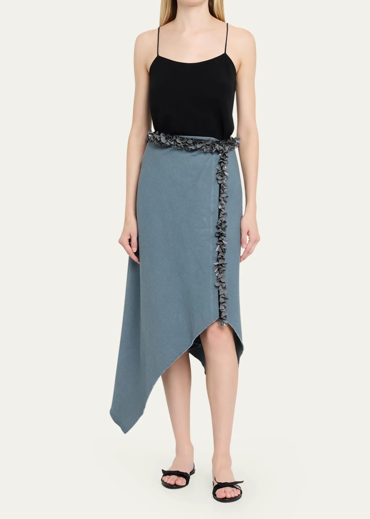 DiotimaDarliston Embellished Asymmetric Cotton Midi Skirt