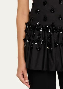 DiotimaEmbellished Plunging Ruffle Halter Top