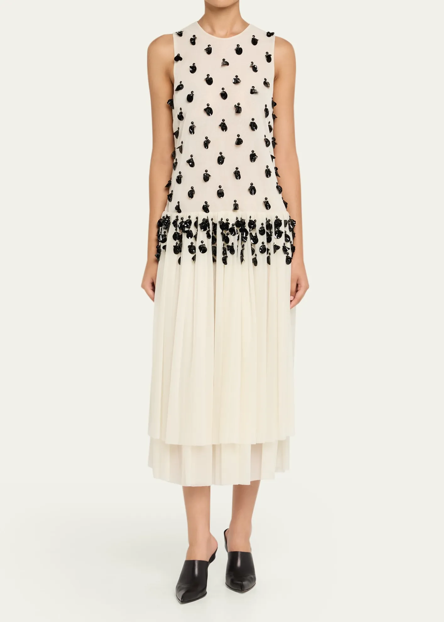 DiotimaEmbellished Sleeveless Tiered Midi Dress