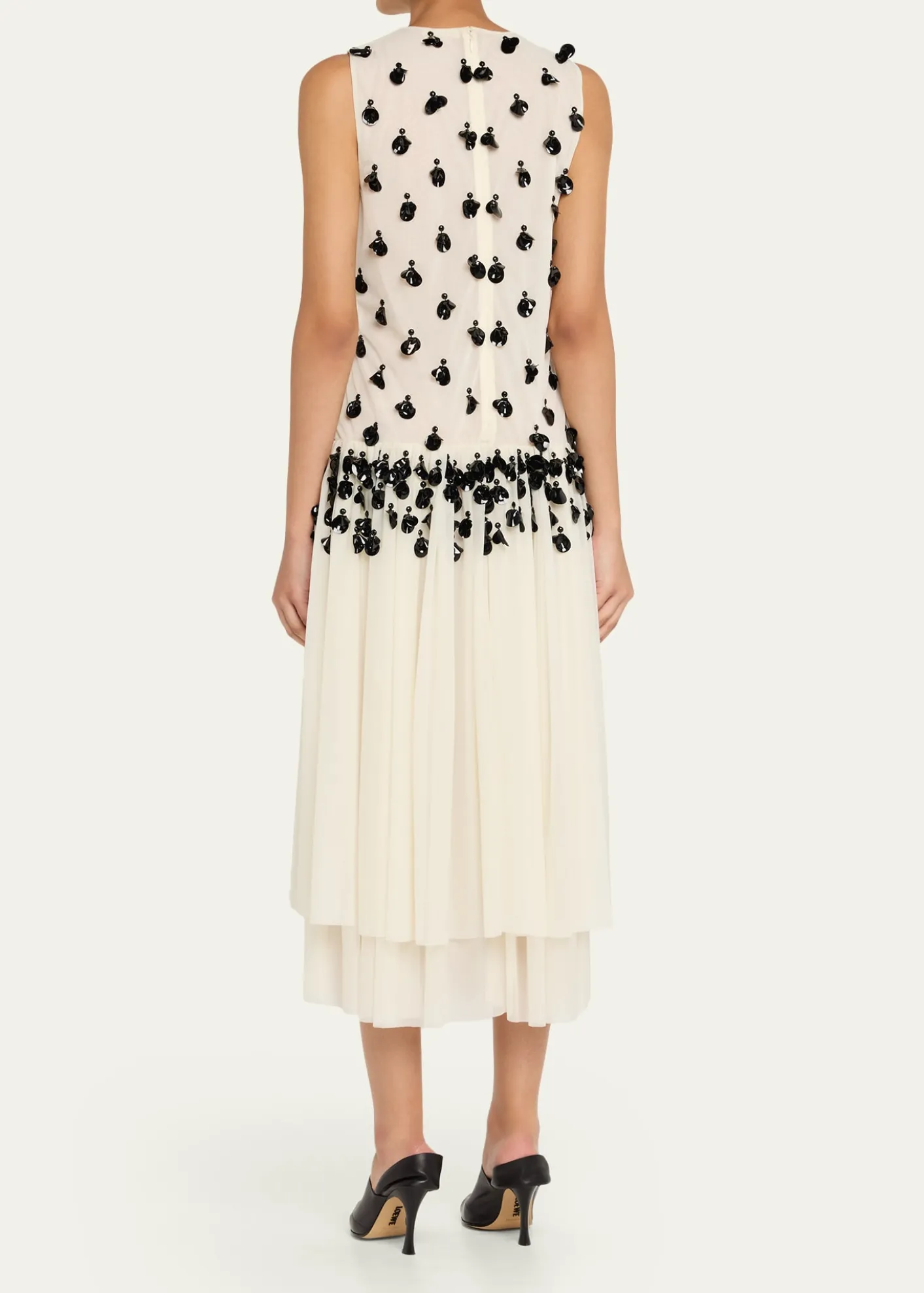 DiotimaEmbellished Sleeveless Tiered Midi Dress