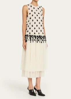 DiotimaEmbellished Sleeveless Tiered Midi Dress
